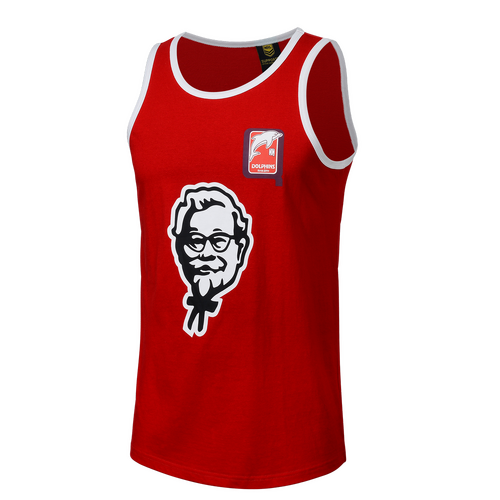 The Dolphins ARL NRL Classic Retro KFC Cotton Singlet Sizes S-5XL!