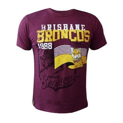 Brisbane Broncos ARL/NRL Retro Heritage Flag Print T Shirt Size S-3XL!