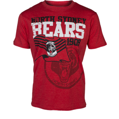 North Sydney Bears ARL/NRL Retro Heritage Flag Print T Shirt Size S-5XL!