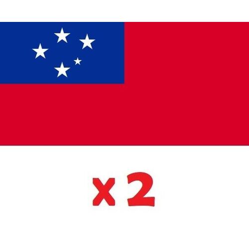 2 x Samoa National Car Flag Toa Samoa RLWC Polyester Flag 30cm x 45cm with Pole!