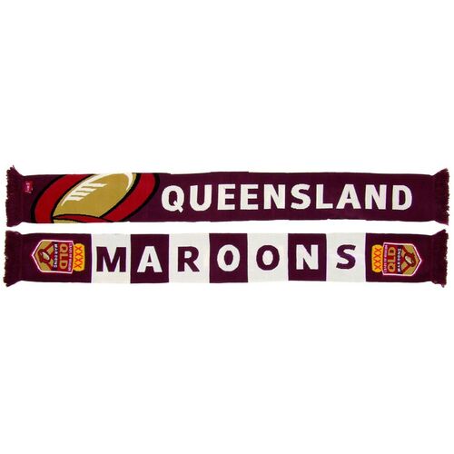 Queensland Maroons QLD State Of Origin NRL Banner Jacquard Scarf! S.O.O.