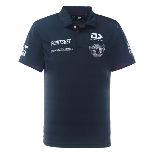 Manly Sea Eagles NRL 2023 Dynasty Alternate Media Polo Charcoal Sizes S-7XL!