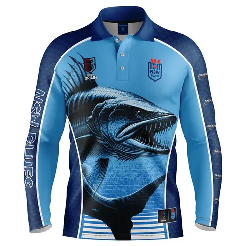 NSW Blues SOO NRL Barracuda Fishing Shirt Mens Sizes S-5XL!
