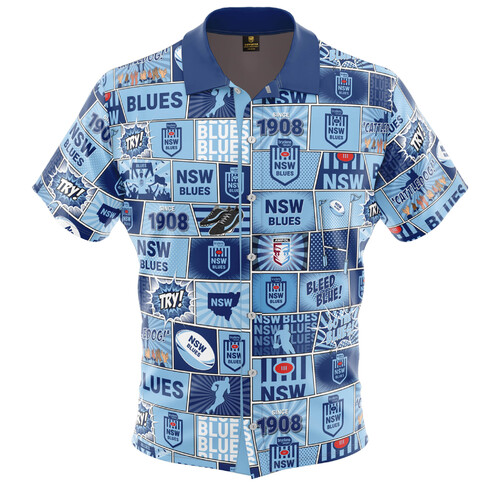 New South Wales NSW Blues NRL SOO Fanatic Button Up Shirt Polo Sizes S-5XL!