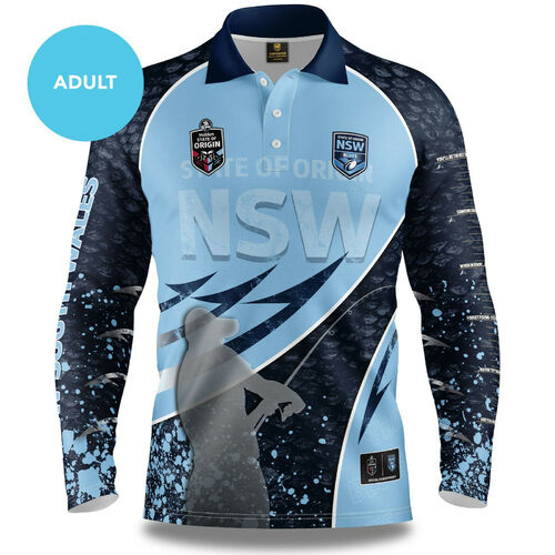 New South Wales Blues NRL 2020 Get Hooked Fishing Polo T Shirt Sizes S-5XL!