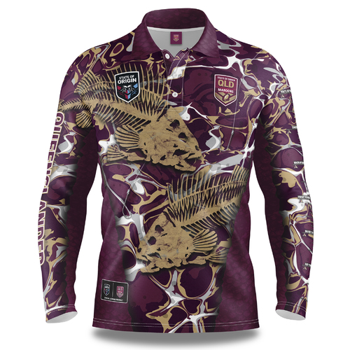 Queensland Maroons SOO NRL 2021 Skeletor Fishing Polo T Shirt Sizes S-5XL!