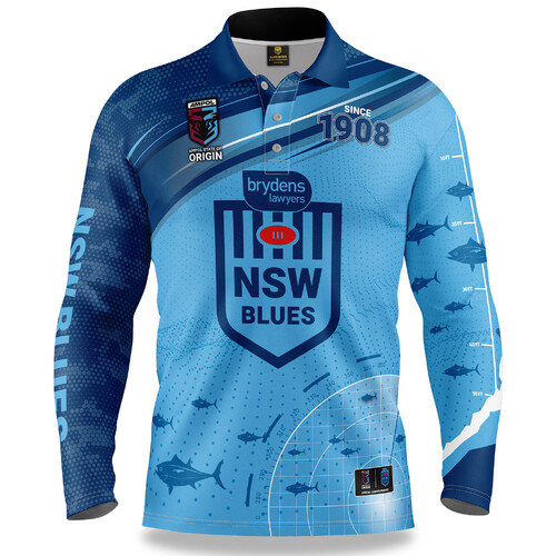 New South Wales NSW Blues NRL 2021 Fishfinder Fishing Shirt Polo Sizes S-5XL!
