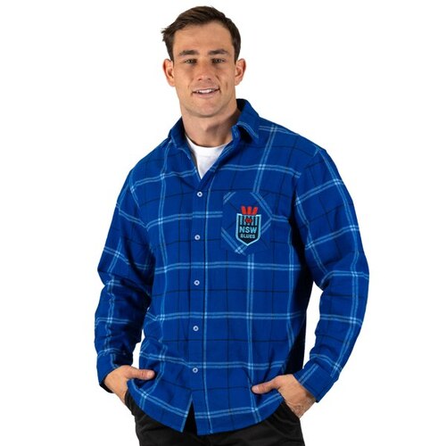 NSW Blues NRL SOO 'Mustang' Flannel Shirt Button Up T Shirt Sizes S-5XL!
