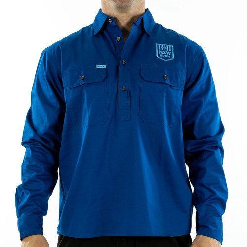 NSW Blues SOO NRL 'Long Yard' Work Shirt Sizes S-5XL!