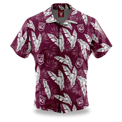Queensland QLD Maroons SOO NRL Paradise Hawaiian Polo Shirt Sizes S-5XL!
