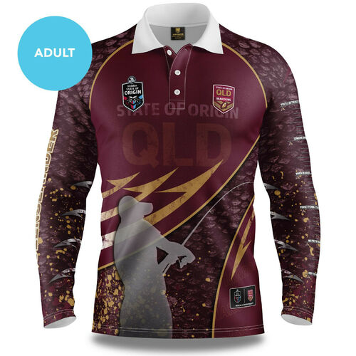 Queensland Maroons NRL 2020 Get Hooked Fishing Polo T Shirt Sizes S-5XL!