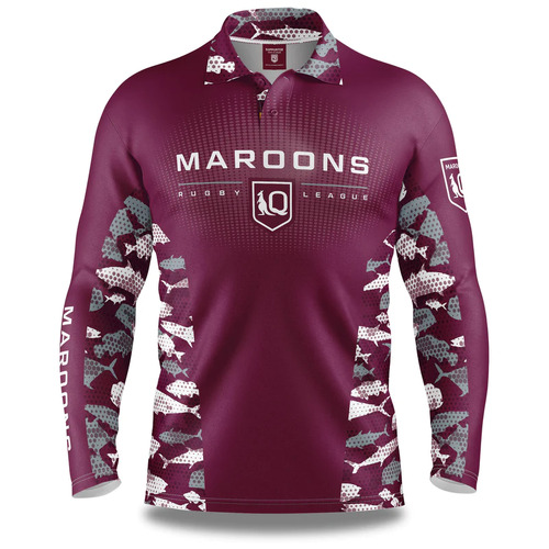Queensland Maroons Origin NRL 2023 Reef Runner Fishing Shirt Sizes S-5XL!