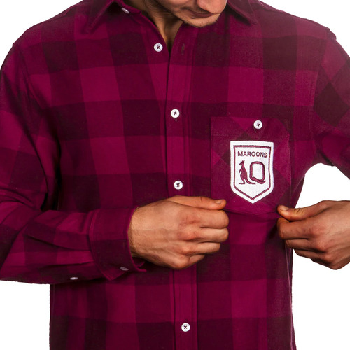 Queensland Maroons NRL SOO 2022 Lumberjack Flannel Shirt Button Up T Shirt Sizes S-5XL!