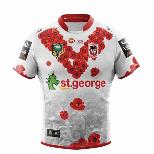 St George Illawarra Dragons NRL 2018 X Blades Anzac Jersey Size 2XL-5XL!