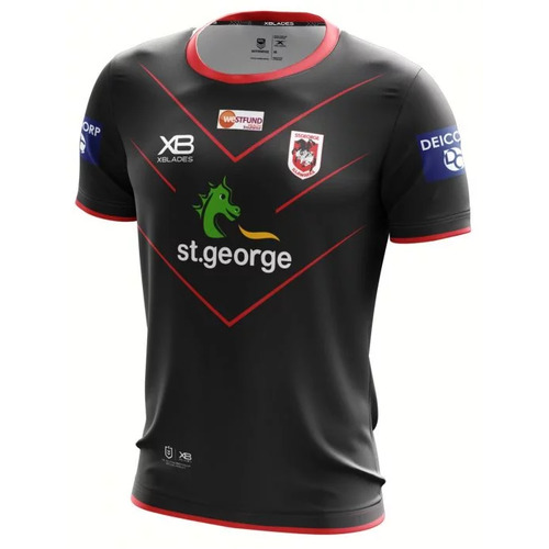 St George Ill Dragons NRL 2020 X Blades Training Tee Black Kids Sizes 6-16!