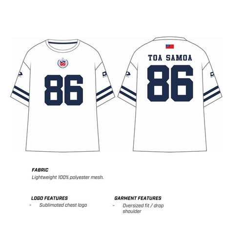 Toa Samoa Rugby League 2025 Players Dynasty White Oversized T Shirt Sizes S-3XL! PRE-SALE!