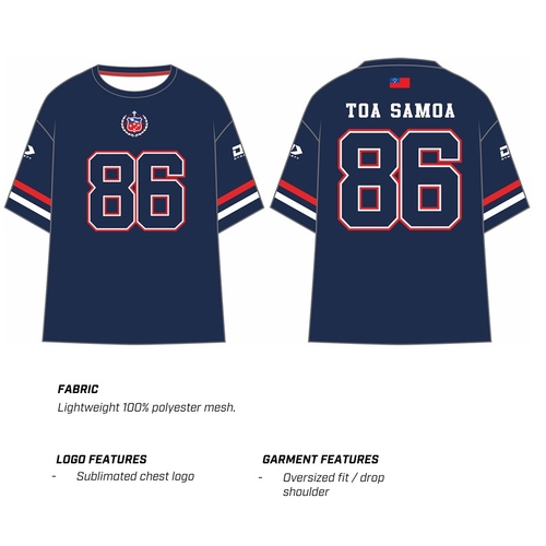 Toa Samoa Rugby League 2025 Players Dynasty Navy Oversized T Shirt Sizes S-7XL!