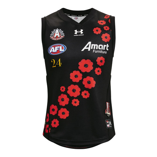 Essendon Bombers AFL 2022 Under Armour Players ANZAC Guernsey Sizes S-3XL!