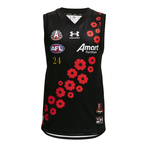 Essendon Bombers AFL 2022 Under Armour ANZAC Guernsey Kids Youth Sizes S-XL!