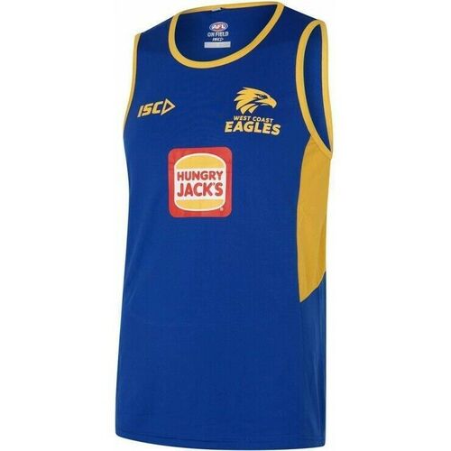 West Coast Eagles AFL 2019 ISC Royal Blue Players Training Singlet Size S-5XL!