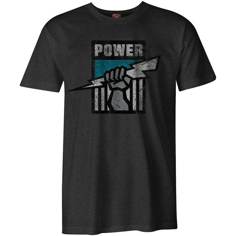 Port Adelaide AFL Distressed Retro T Shirt Sizes S-3XL! BNWT's! P8