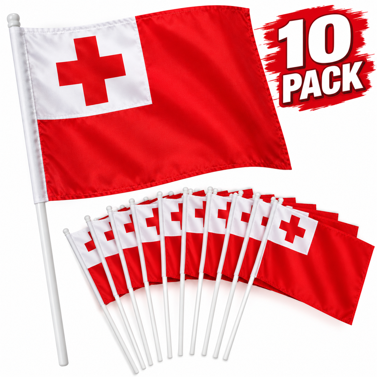 Tonga National Flag Mate Ma'a Tonga Hand Waver Flag 30cm x 20cm 10pk!