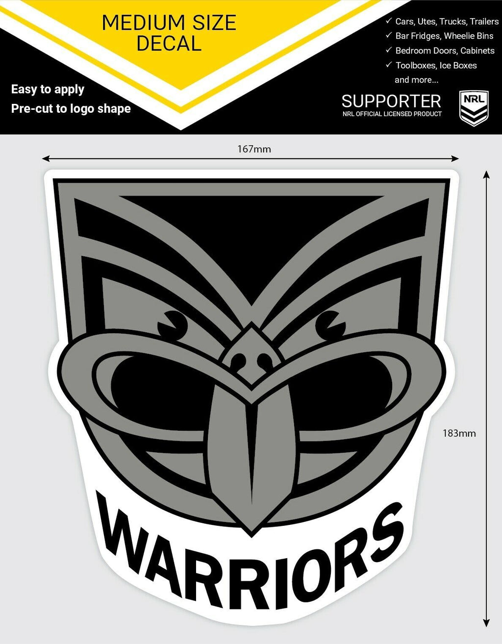 New Zealand Warriors Official NRL iTag UV Car Medium Decal Sticker
