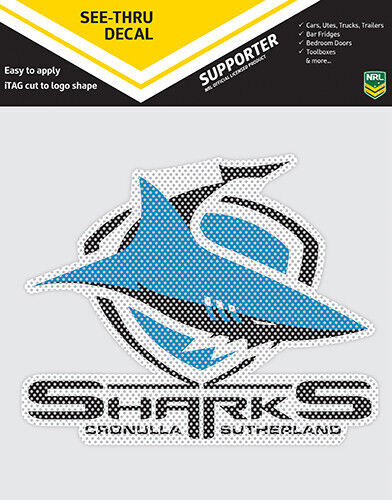 Cronulla Sharks NRL iTag UV Car See Thru Logo Window Decal Sticker