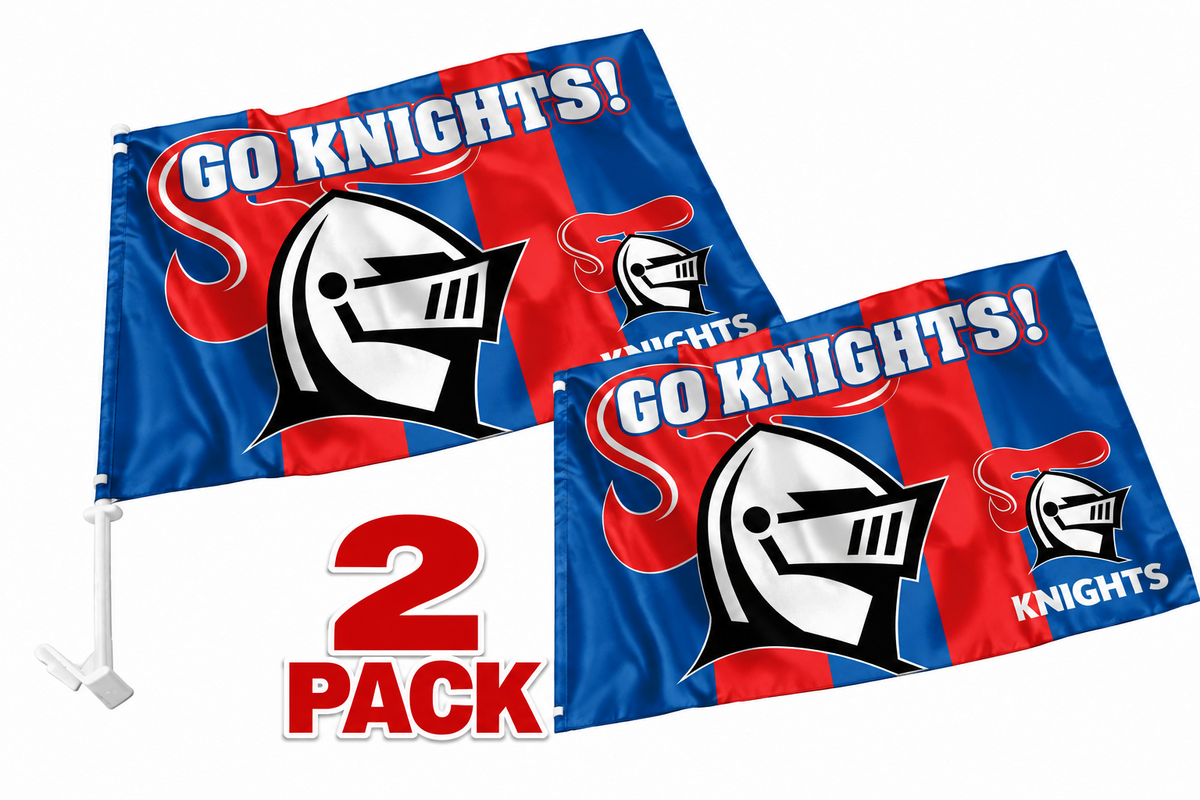 Newcastle Knights NRL Car Flag 30 cm x 49 cm x 2 Flags!