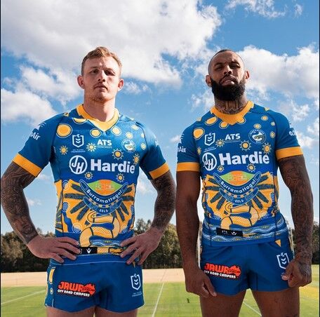Parramatta Eels NRL 2025 Macron Indigenous Jersey Sizes S-6XL!