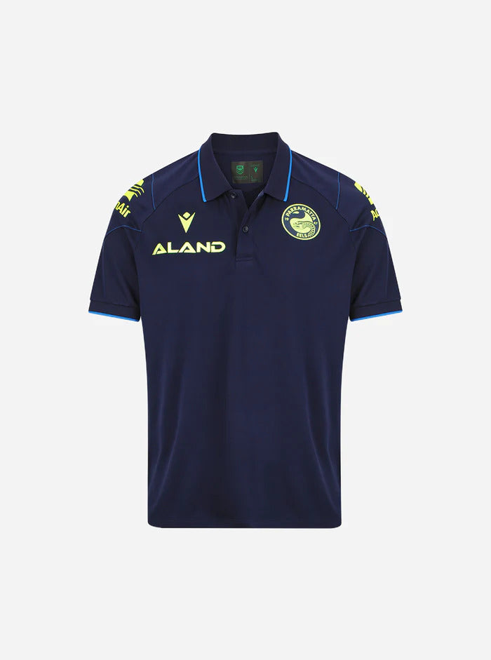 Parramatta Eels NRL Macron Navy Players Travel Polo Sizes S-5XL! T4