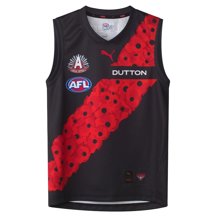 Essendon Bombers AFL 2025 Puma Anzac Guernsey Sizes S-3XL!