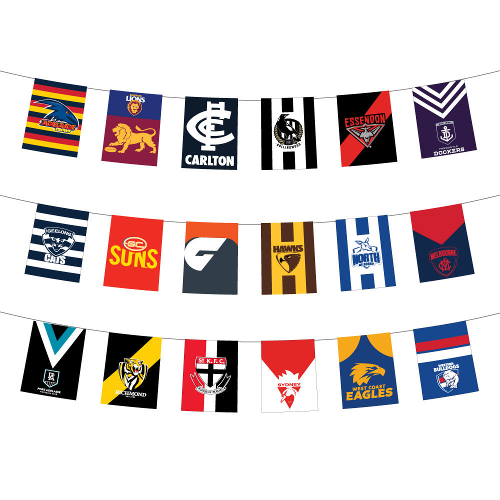 AFL All Teams 5m Hanging Flags Bunting Party Grand Final Decoration Banner