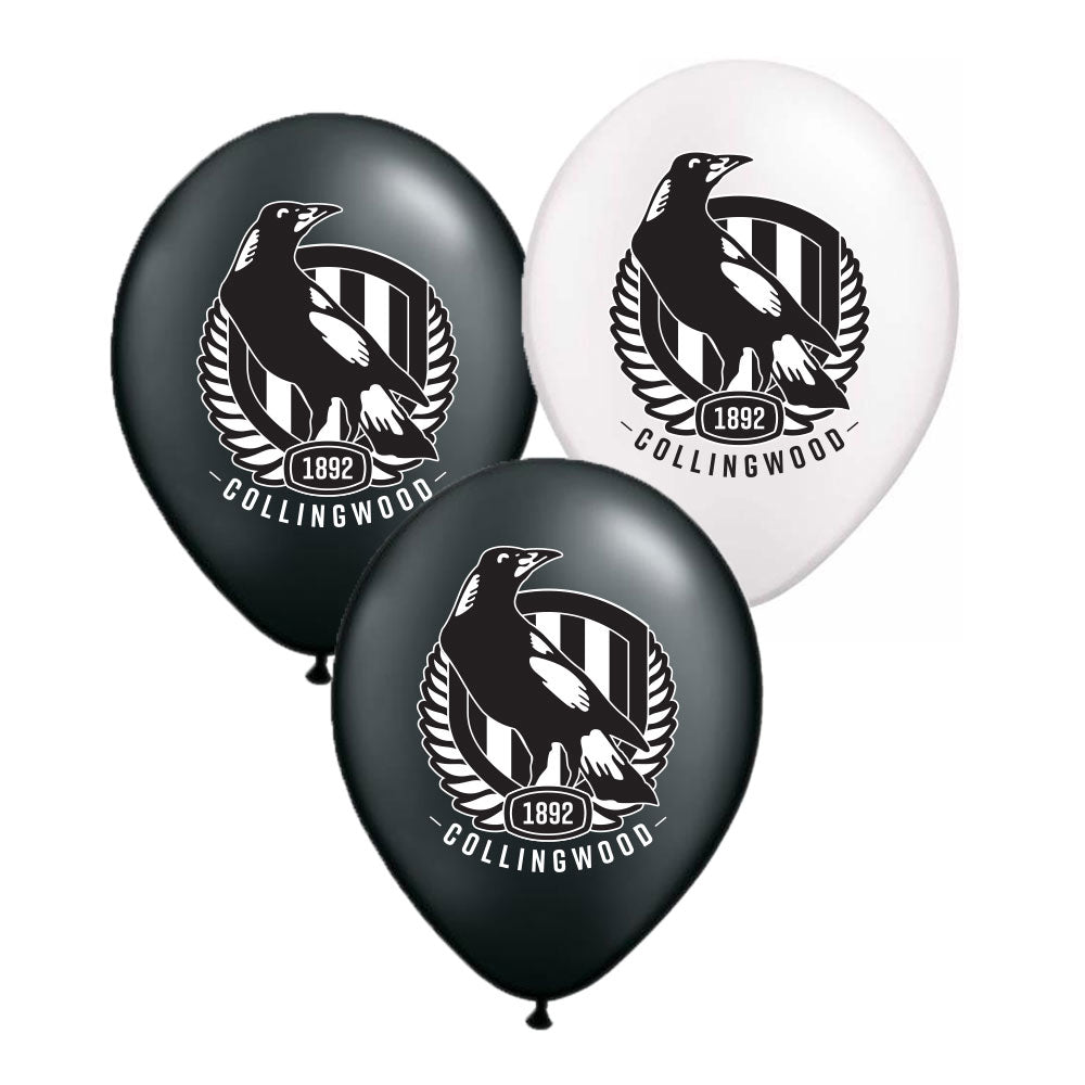 Collingwood Magpies AFL Buntings Flags 4m & 10 Balloons Birthday Party Pack