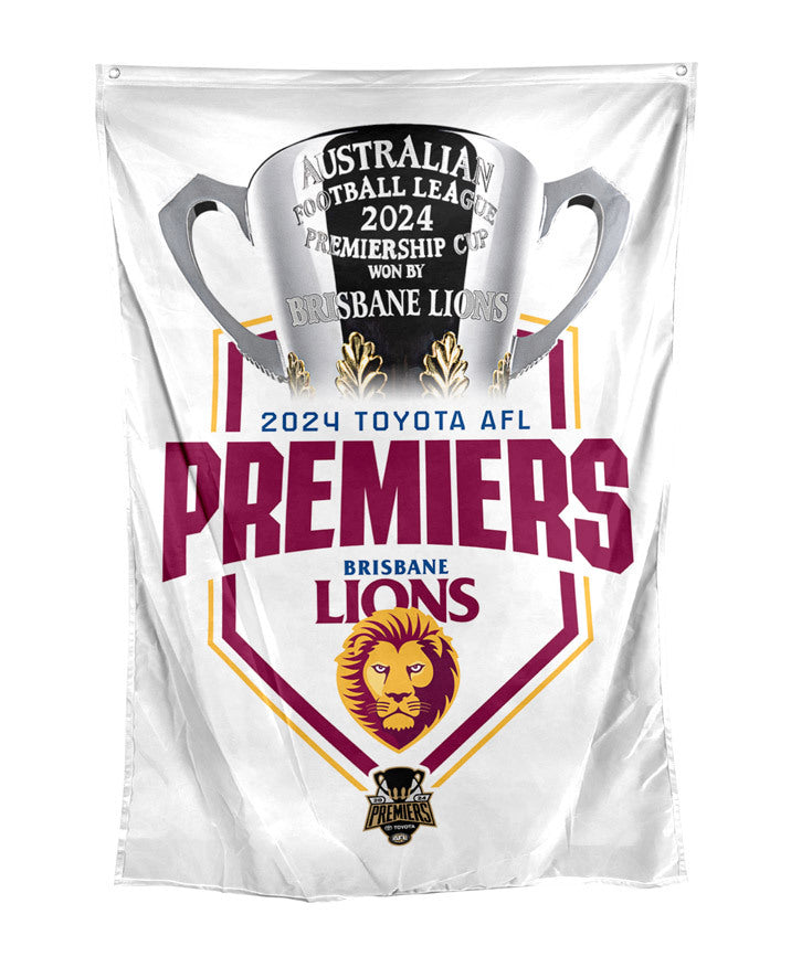 Brisbane Lions AFL 2024 Premiers Wall Flag 100 by 70cms! P1! In Stock