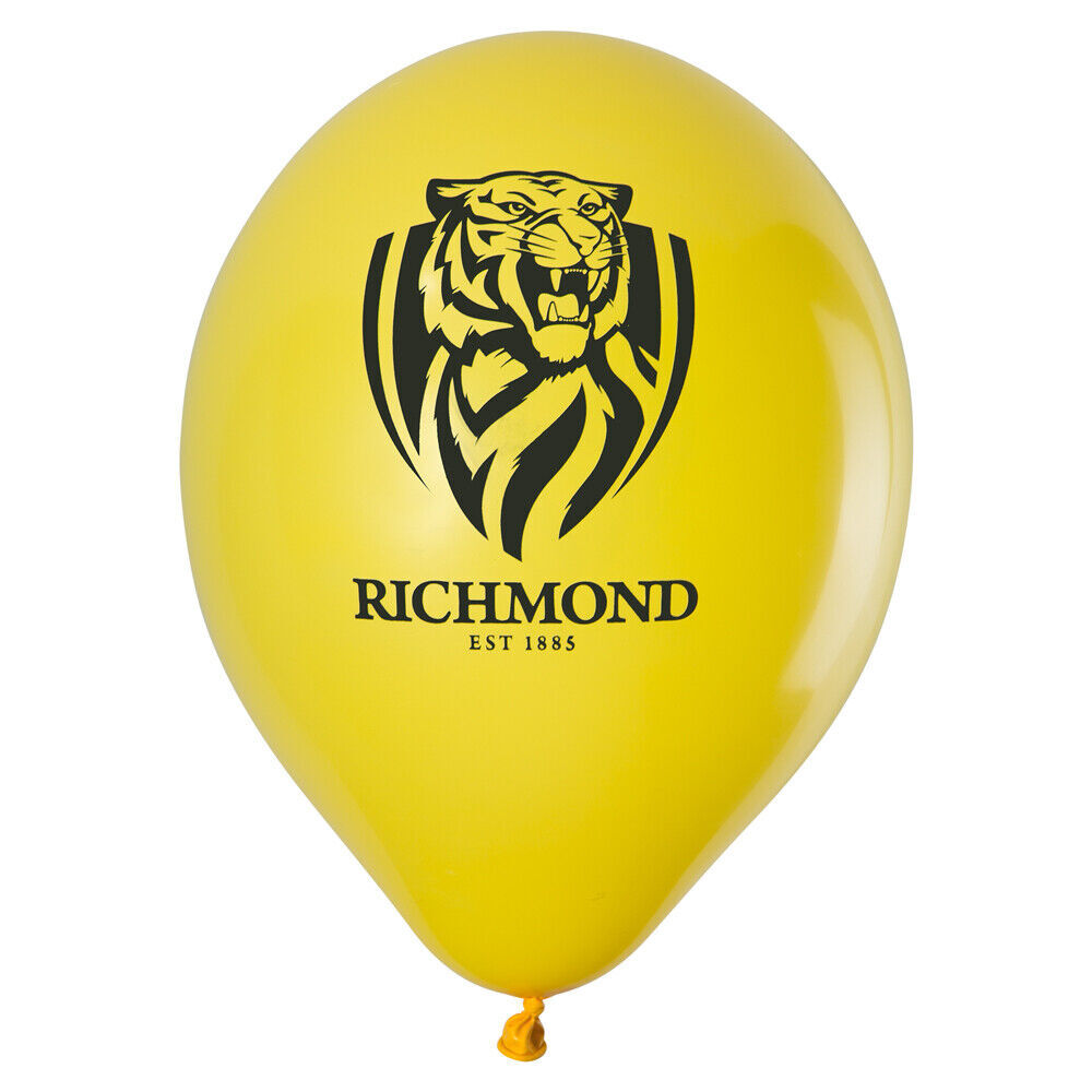 Official AFL Richmond Tigers Birthday Party Latex Helium Balloons (10 Pack)