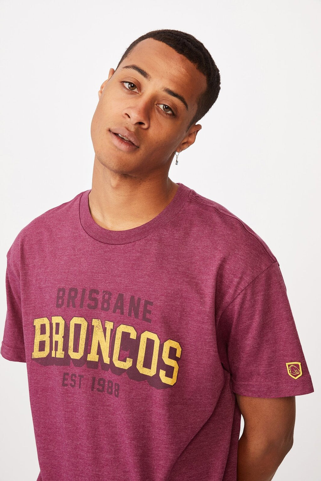 Brisbane Broncos NRL College Block Tee T-Shirt Sizes S-2XL