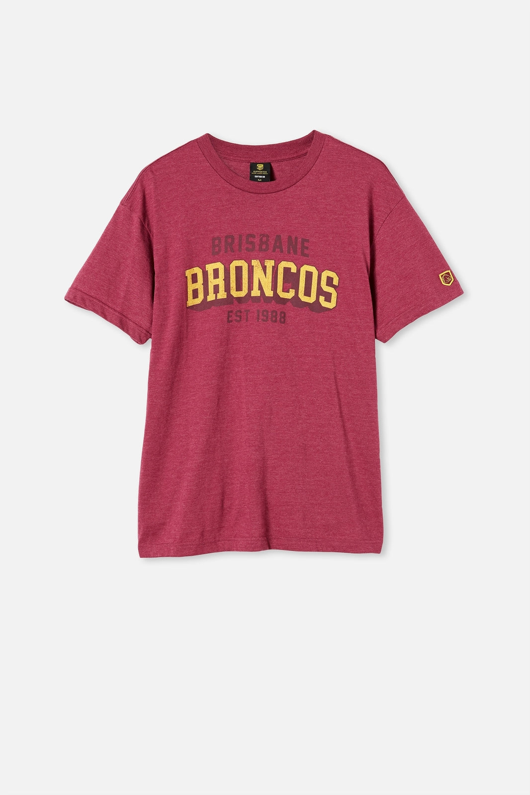Brisbane Broncos NRL College Block Tee T-Shirt Sizes S-2XL