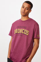 Brisbane Broncos NRL College Block Tee T-Shirt Sizes S-2XL