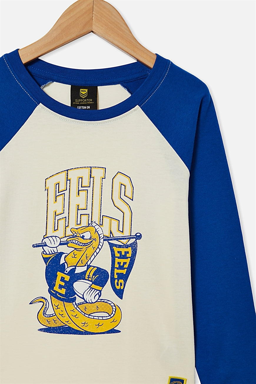 Parramatta Eels NRL Cotton On Raglan LS Top Kids Sizes 1yrs-10yrs! C1