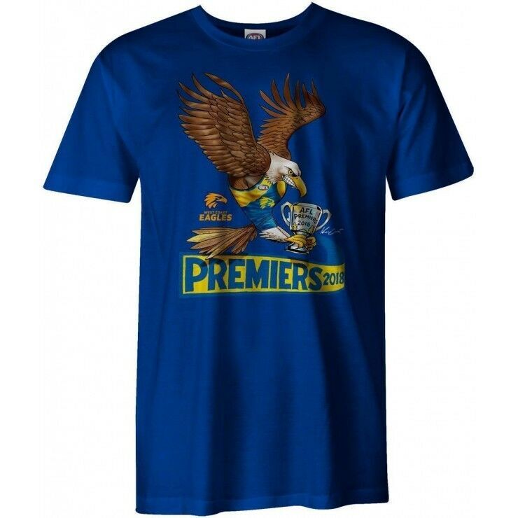 West Coast Eagles 2018 AFL Premiers Mark Knight Tee Shirt Kids Sizes 10-14!2nd