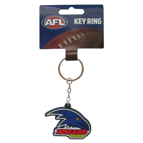 Official AFL Adelaide Crows Rubber Team Logo Keyring Keychain