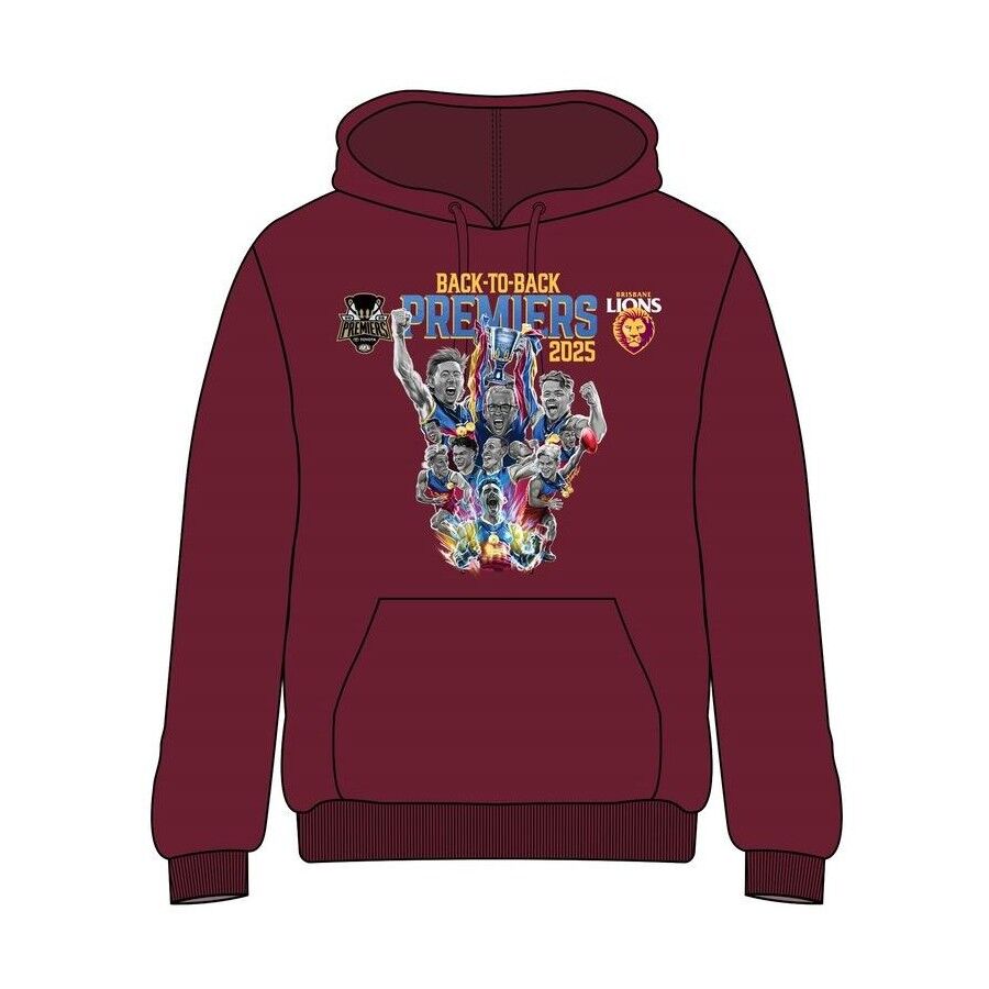 Brisbane Lions AFL 2025 Premiers Grange Hoody Sizes S-3XL! In Stock!