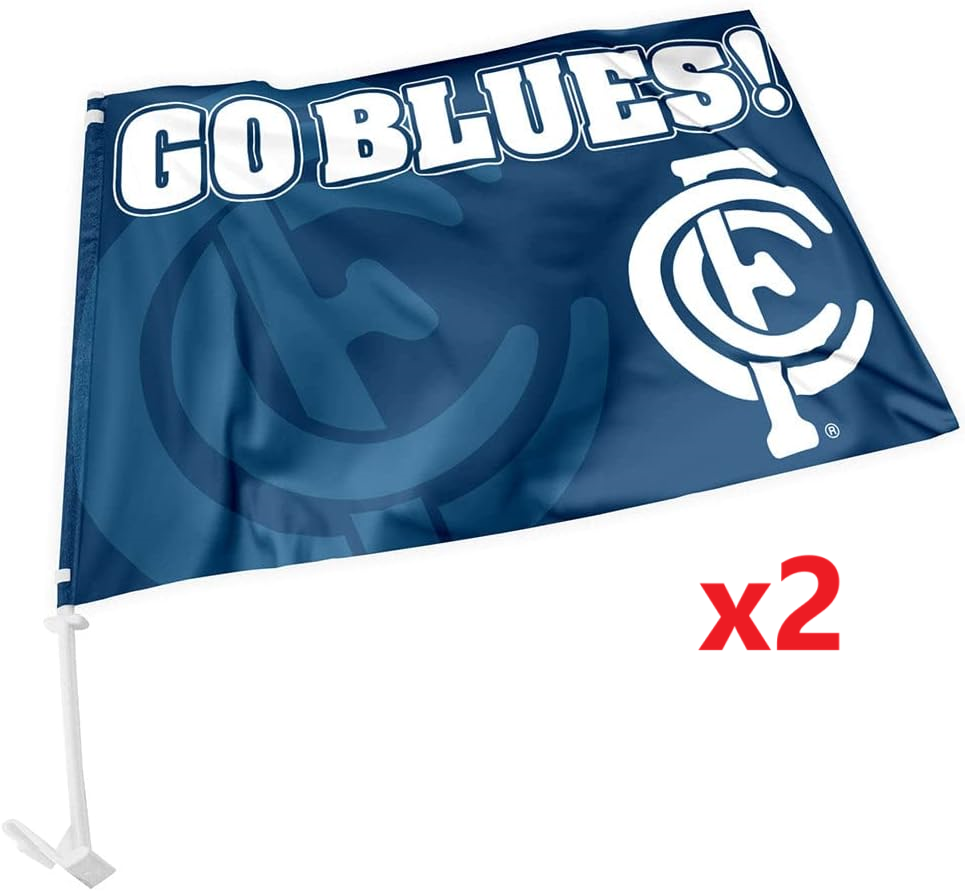 Carlton Blues AFL Car Flag 30 cm x 45 cm! 2 Flags for 1 Price!