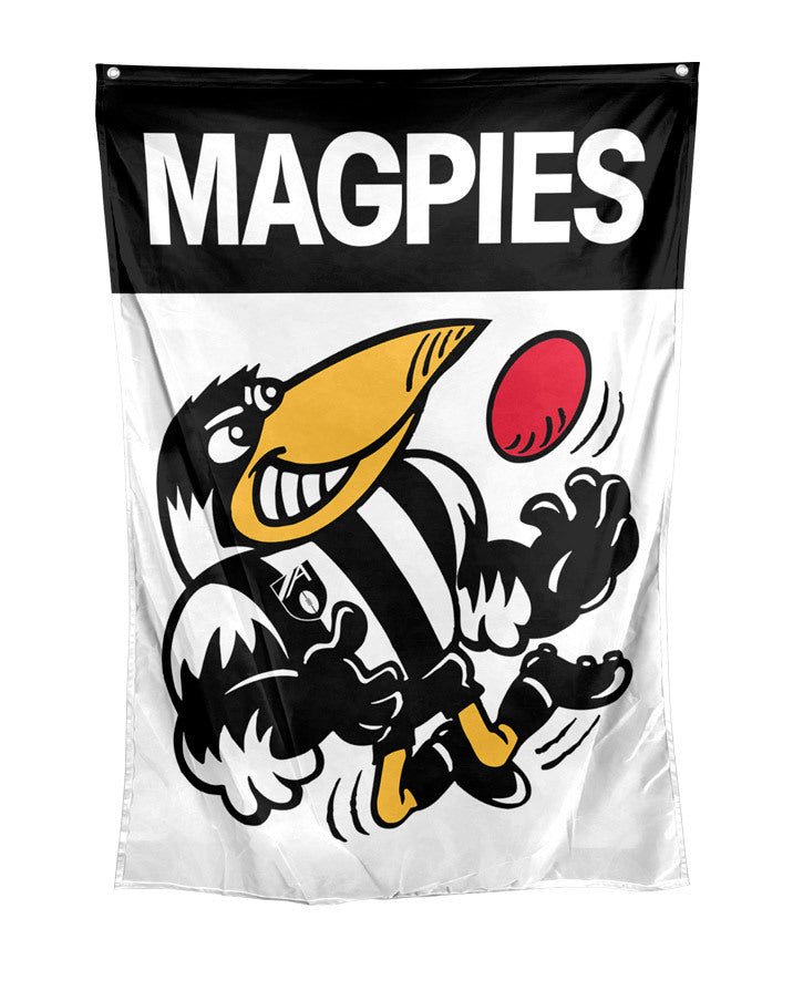 Official AFL Collingwood Magpies Supporters Retro Mascot Wall Cape Flag!