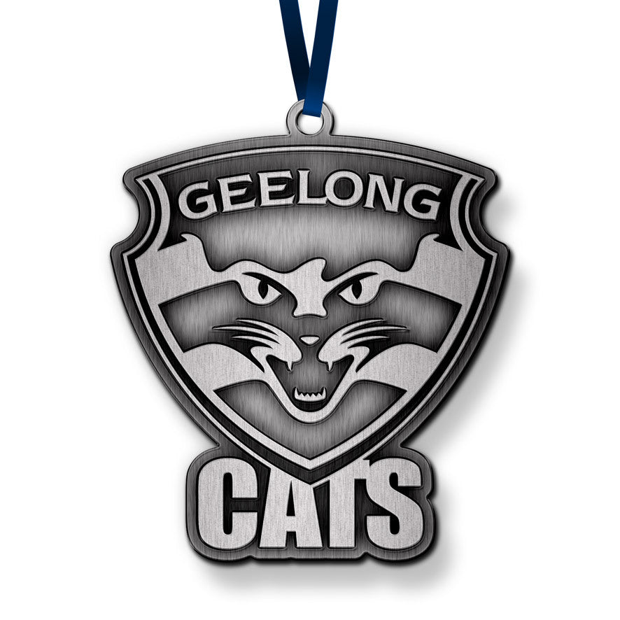 Official AFL Geelong Cats 3D Metal Logo Christmas Ornament