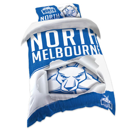 Melbourne Kangaroos AFL Pillow Quilt Cover Set: Single, Double, Queen & King Bed