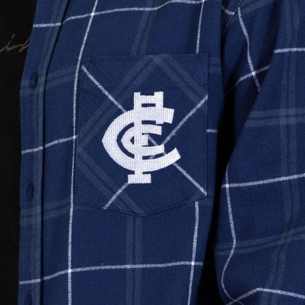 Carlton Blues AFL 'Mustang' Flannel Shirt Button Up T Shirt Sizes S-5XL!