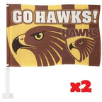 2 x Hawthorn Hawks AFL Car Flag Car Flag 30 cm x 45 cm!