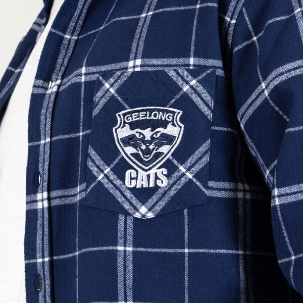 Geelong Cats AFL 'Mustang' Flannel Shirt Button Up T Shirt Sizes S-5XL!